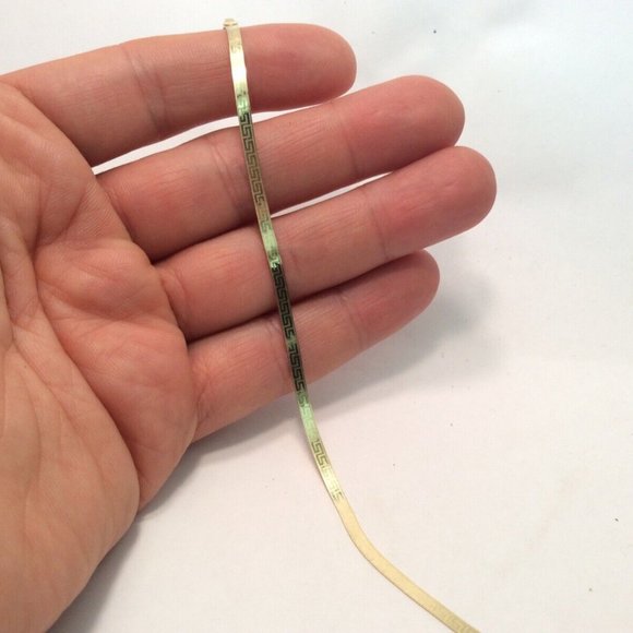 10K SOLID YELLOW REAL GOLD REVERSIBLE GREEK KEY HERRINGBONE bracelet  2.10GR  7 - Picture 5 of 9